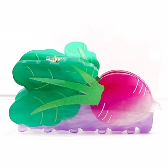 2/$30🌵 Red Radish Beet Claw Clip Hair Accessory Veggie Vegetarian Acrylic NEW - Picture 8 of 9
